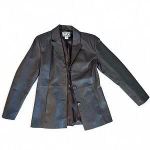 Vintage Clio Brown Leather Blazer Jacket